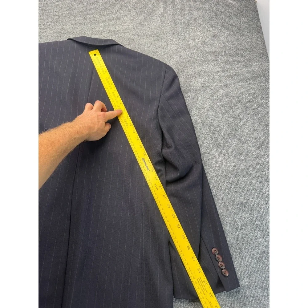 Unbranded Mens Suit 42R 38x31 Navy Pinstripe 3 Button Pleated Trousers Career